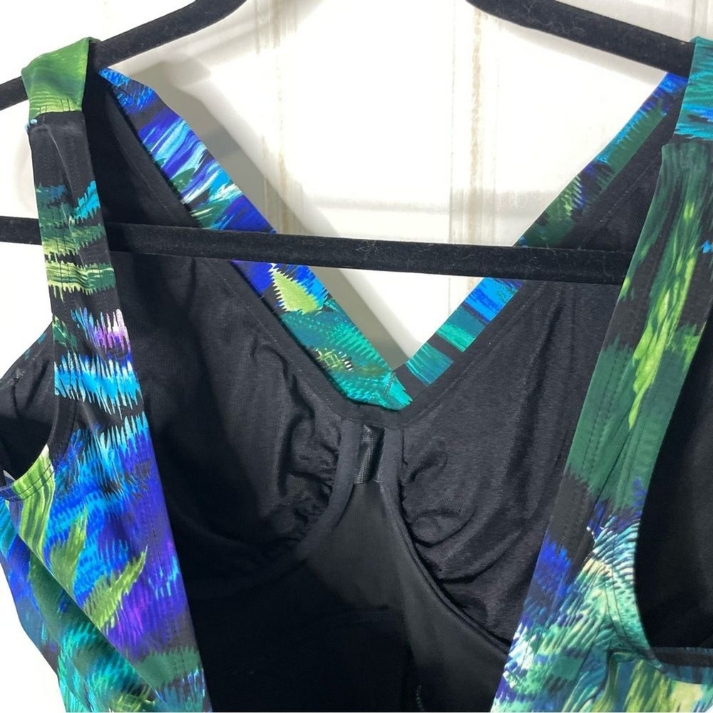 Miraclesuit Womens Tropical Palm Leaf One Piece Swimsuit Blue Green 12 70 - Picture 7 of 10